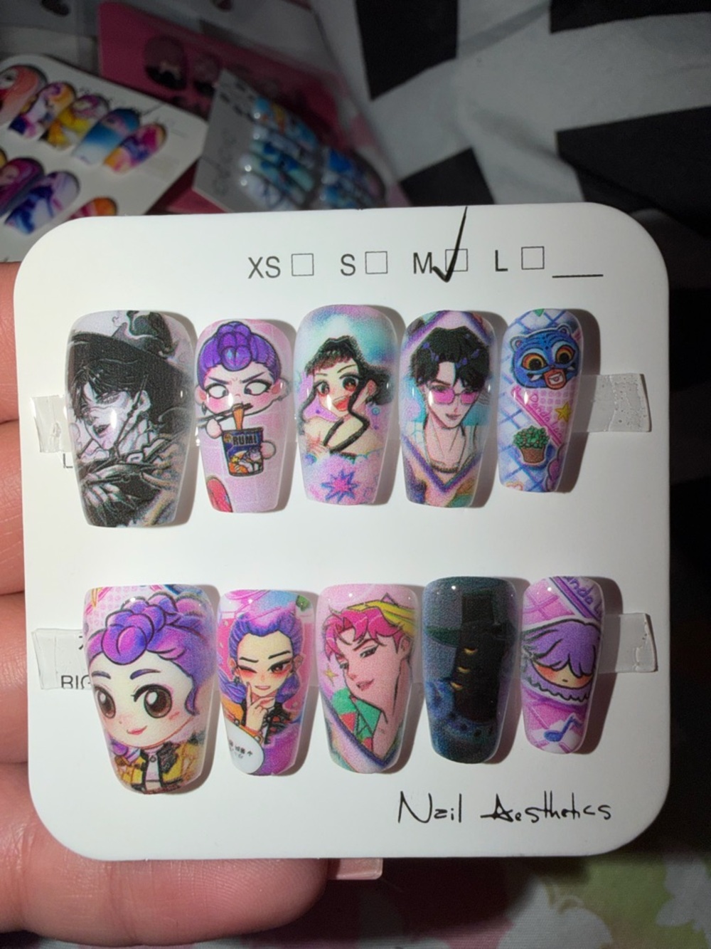 K-pop Character Press-On Nails - Purple Multi